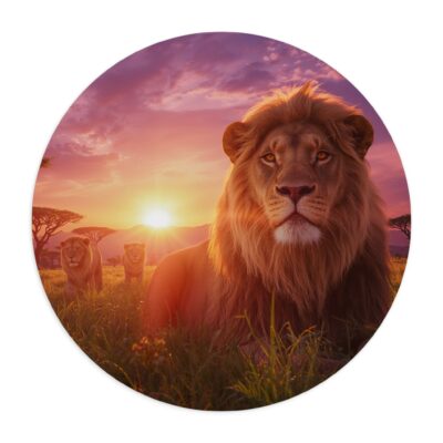Majestic Lion Round Mouse Pad