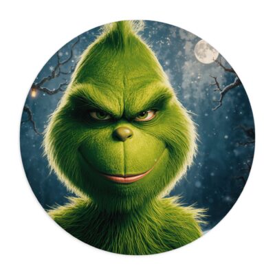 Grinch Portrait Round Mouse Pad