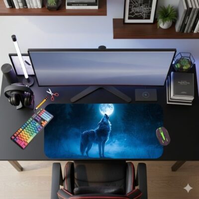 Mythic Moon Wolf LED Mouse Pad XXL